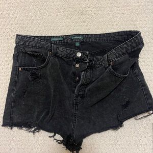 Distressed Black Jean Shorts